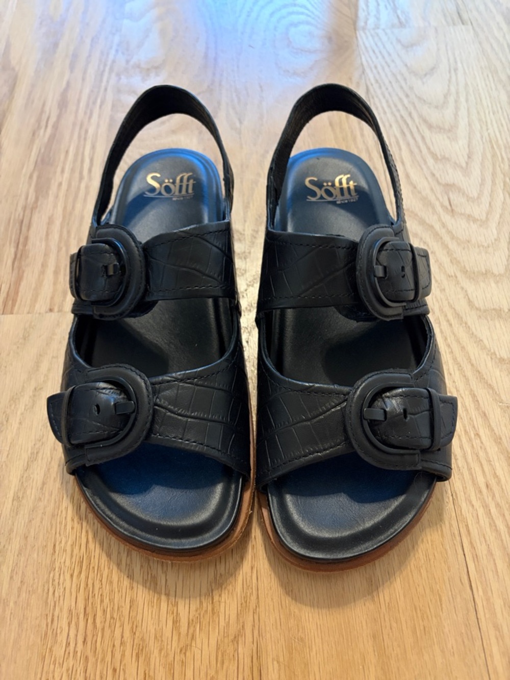 Söfft Black Adalia Buckle Slingback Sandals